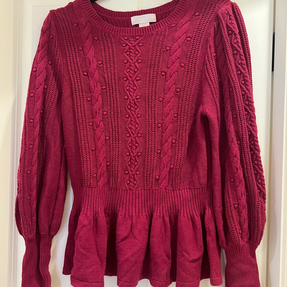 Rachel Parcell dark pink holiday cable knit sweater. Size large.